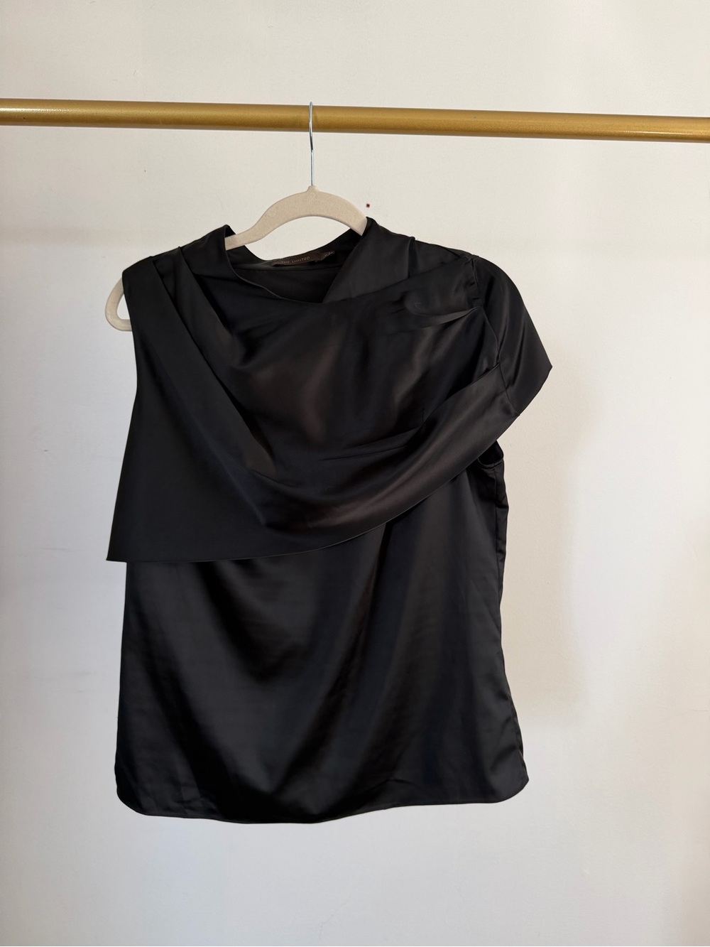 Women's Black Draped Satin Dress